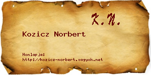 Kozicz Norbert névjegykártya